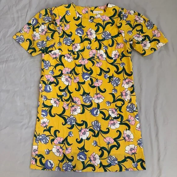 Moon River Women’s Yellow Floral Dress Size XS Short Sleeve Casual Spring - Picture 1 of 9